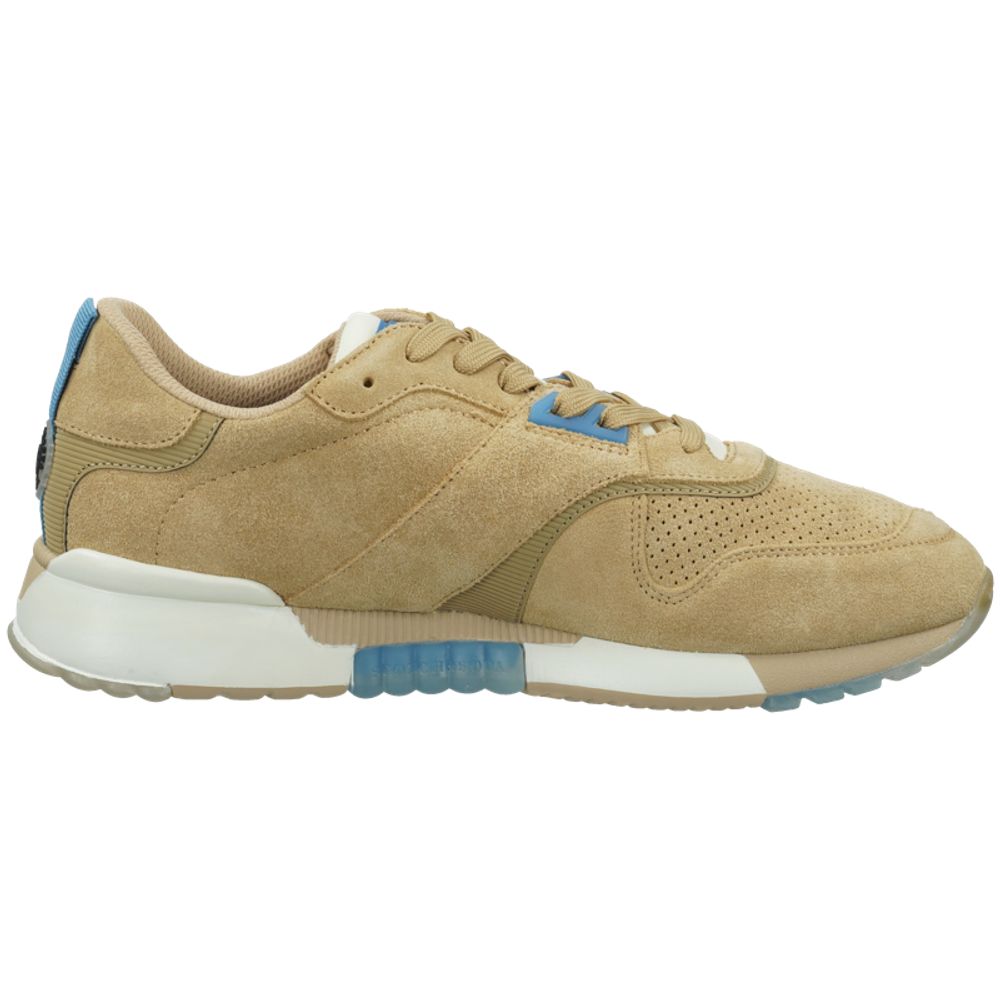 Beige Leather Low Top Sneakers