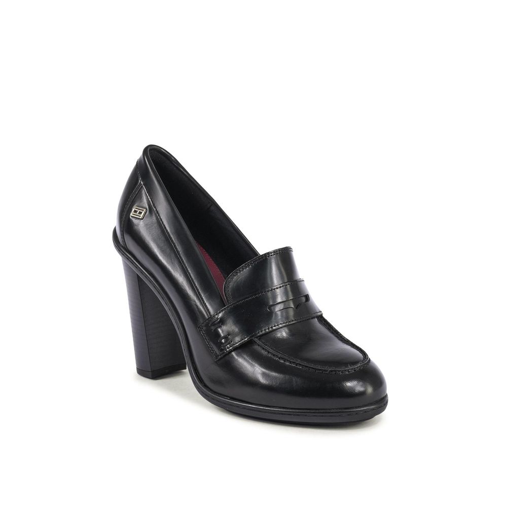 Black Leather High Heel Pumps