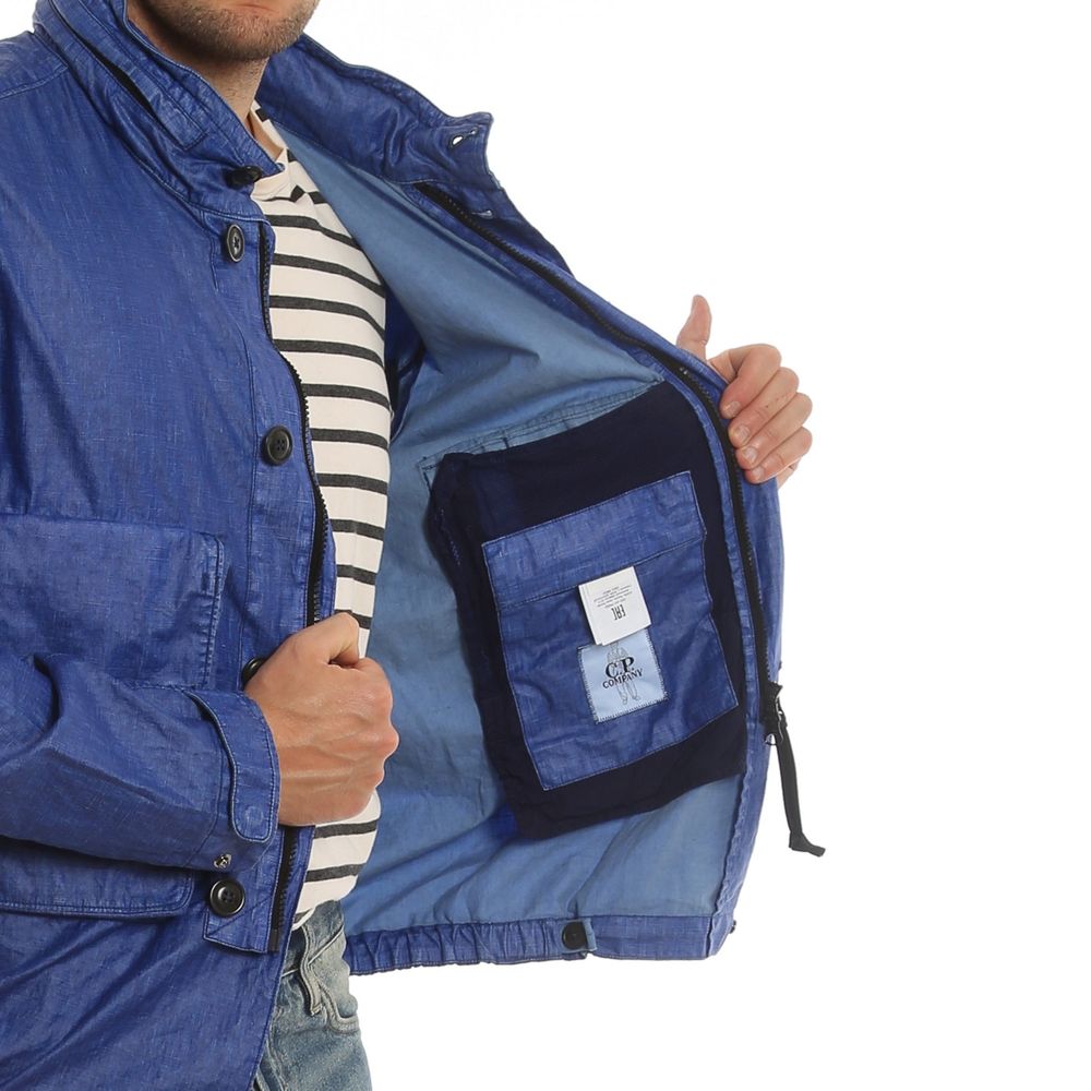 Blue Linen Full-Length Jacket