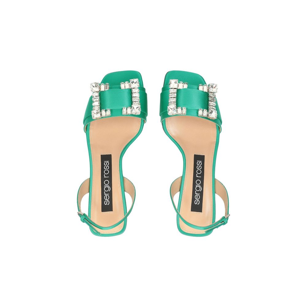 Bicolor Silk Stiletto Heel Sandals