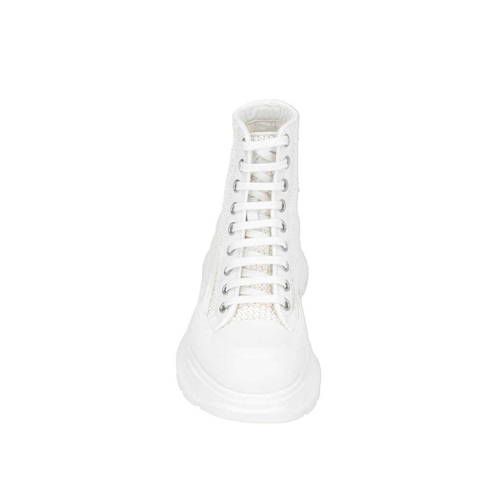 White Raffia High Top Sneakers