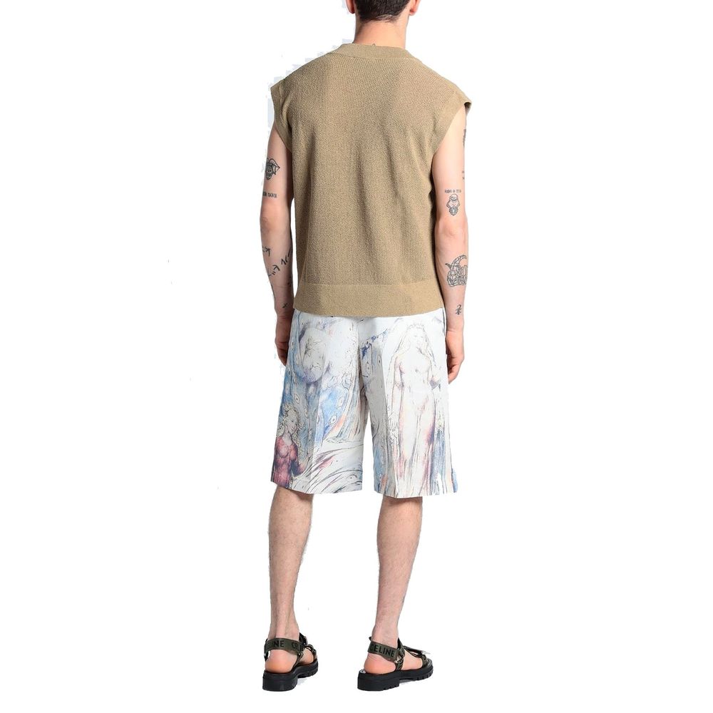 Beige Polyester Short And Mini Shorts