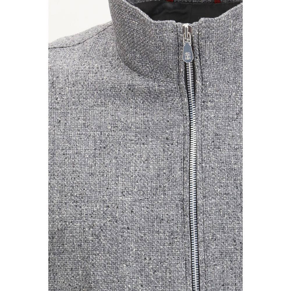 Gray Linen Bomber