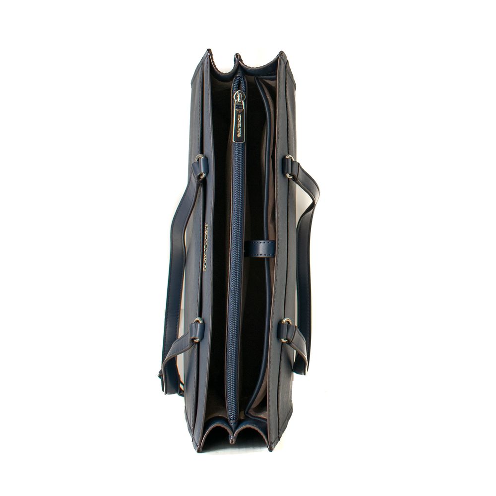 Blue Leather Tote Bag