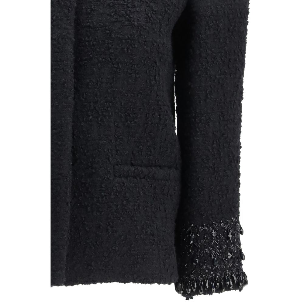 Black Fleece Wool Coat