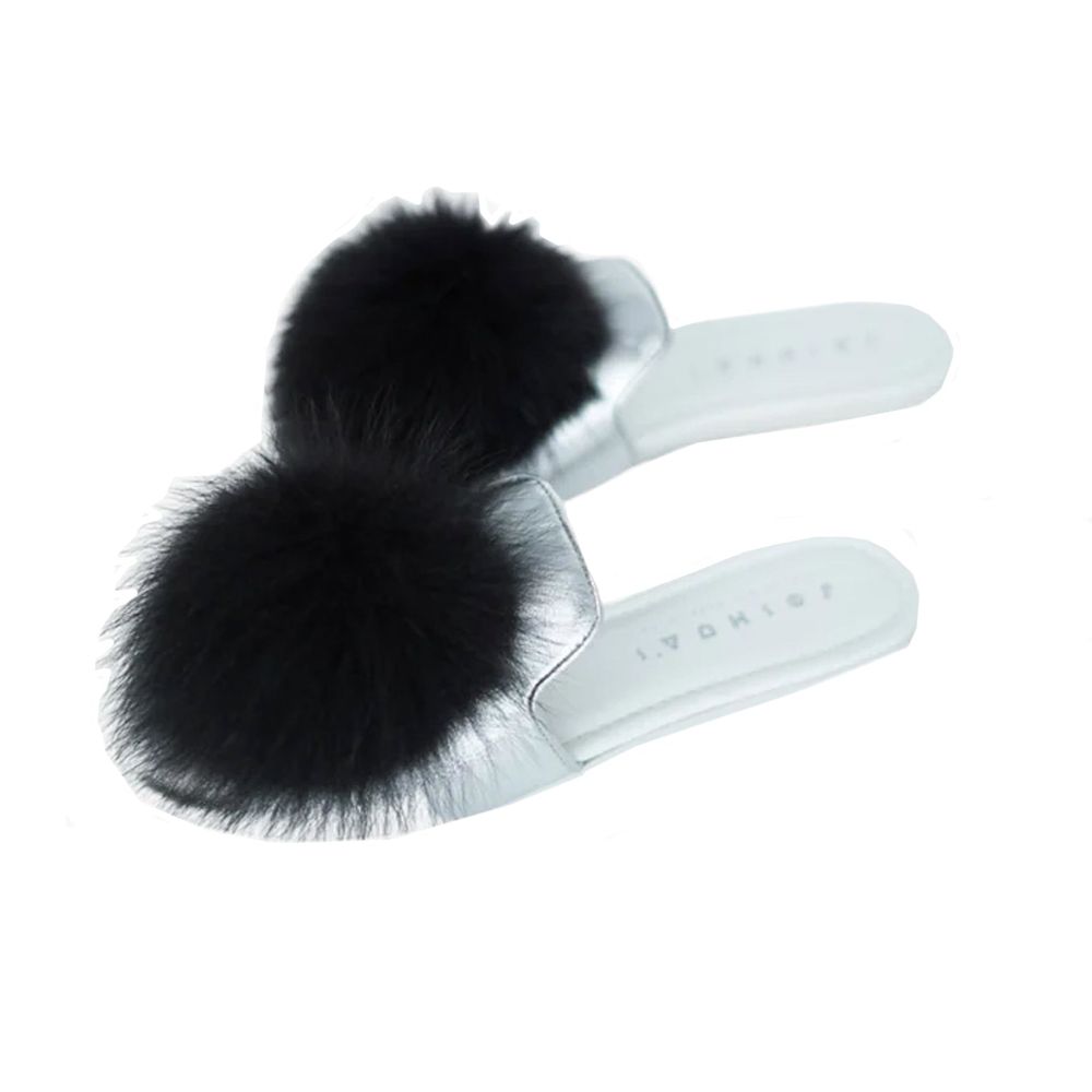 Silver Calfskin Mules