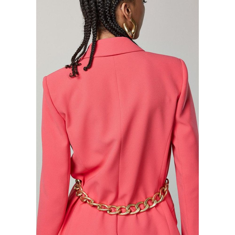 Red Polyester Skirt Suit
