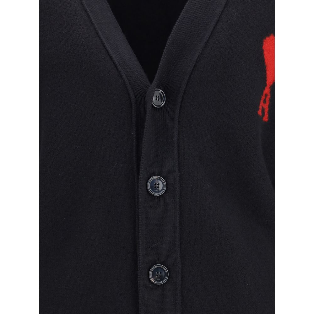 Black Fleece Wool Cardigan