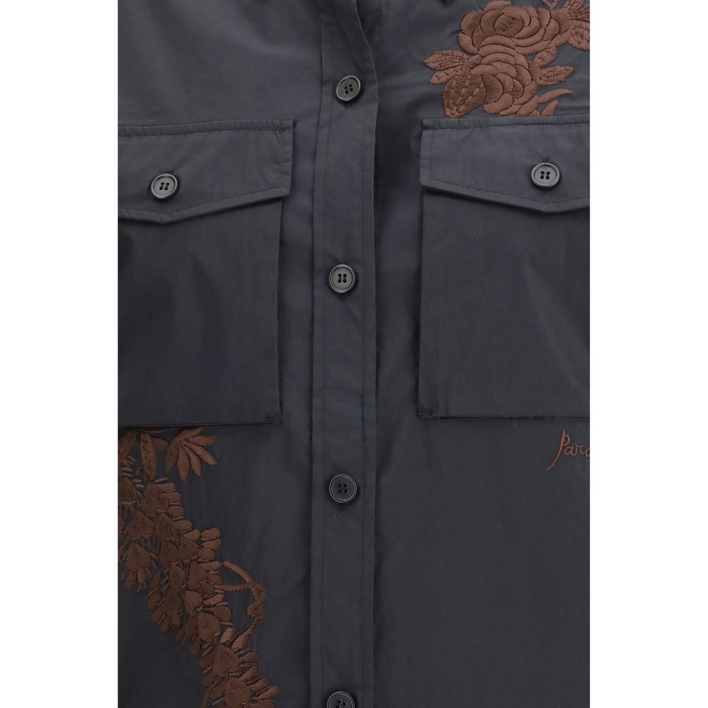 Black Cotton Pattern Shirt