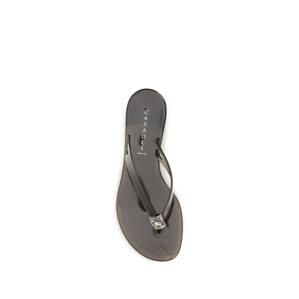 Black Polyurethane Sandals