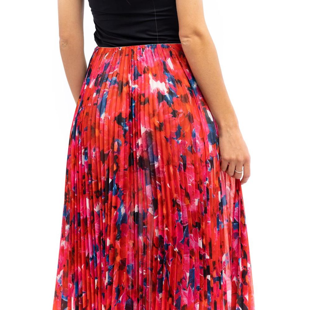 Red Polyester Long Skirt