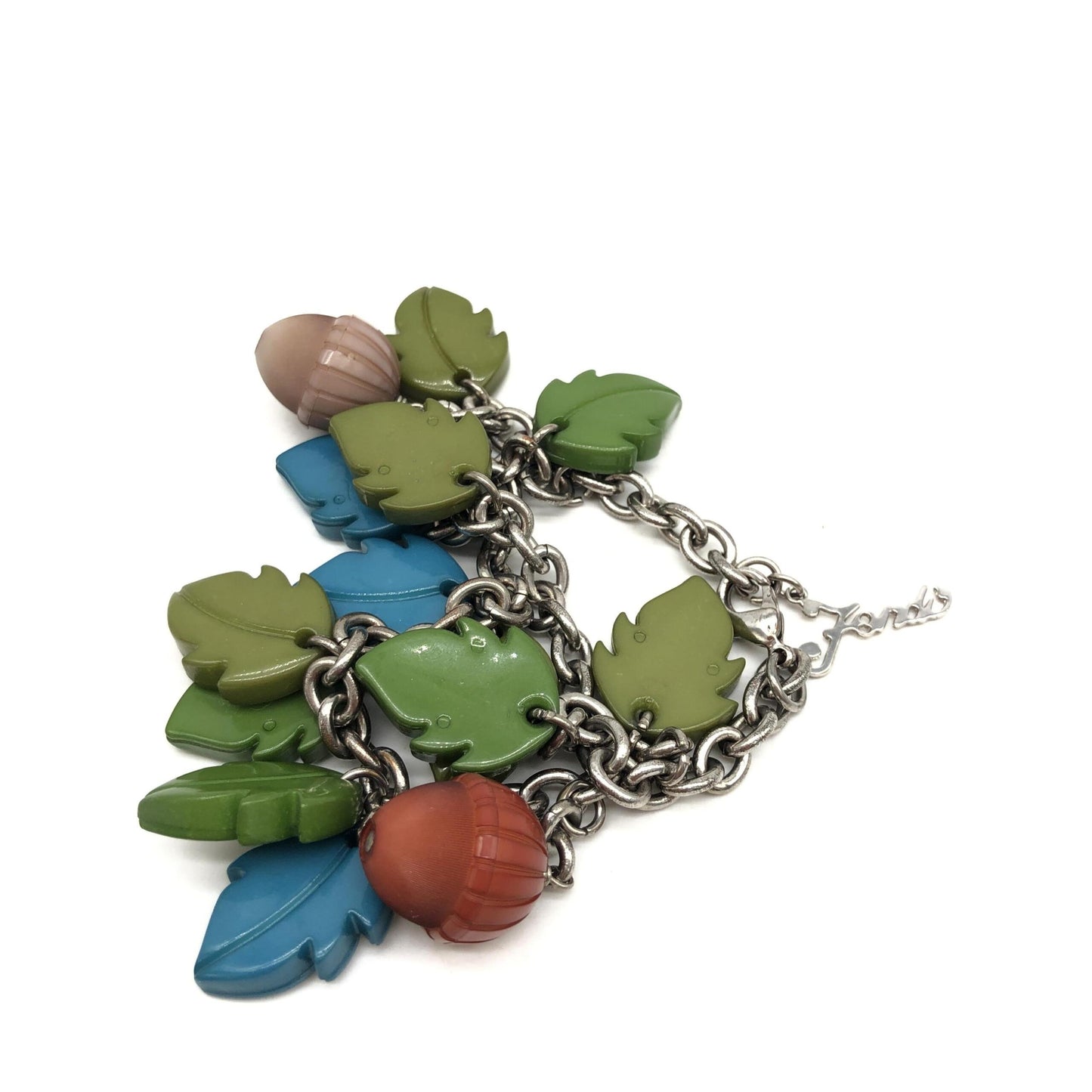 Colorful Leaf And Acorn Charm Bracelet