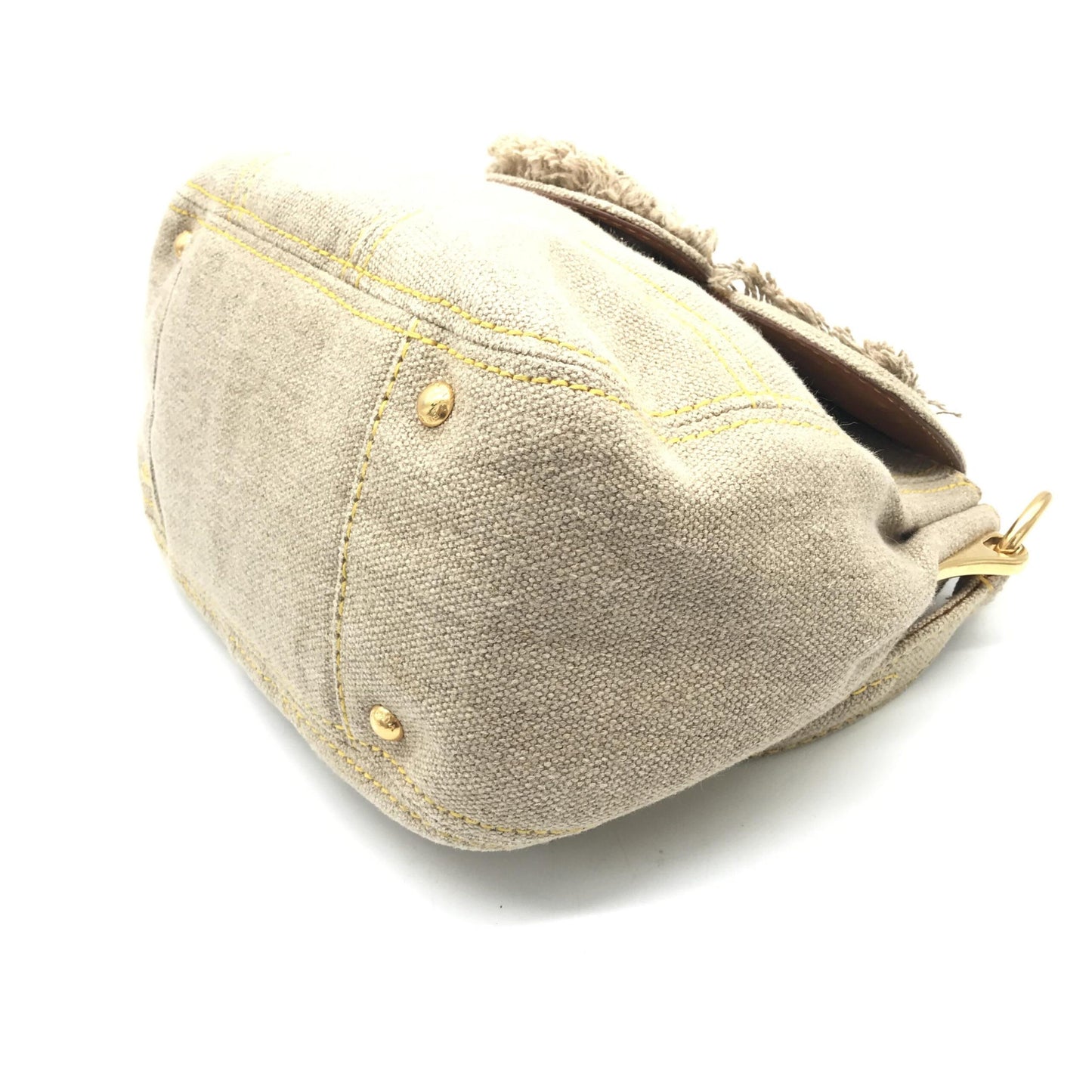 Fringe Canvas Crossbody Handbag With Gold Accents