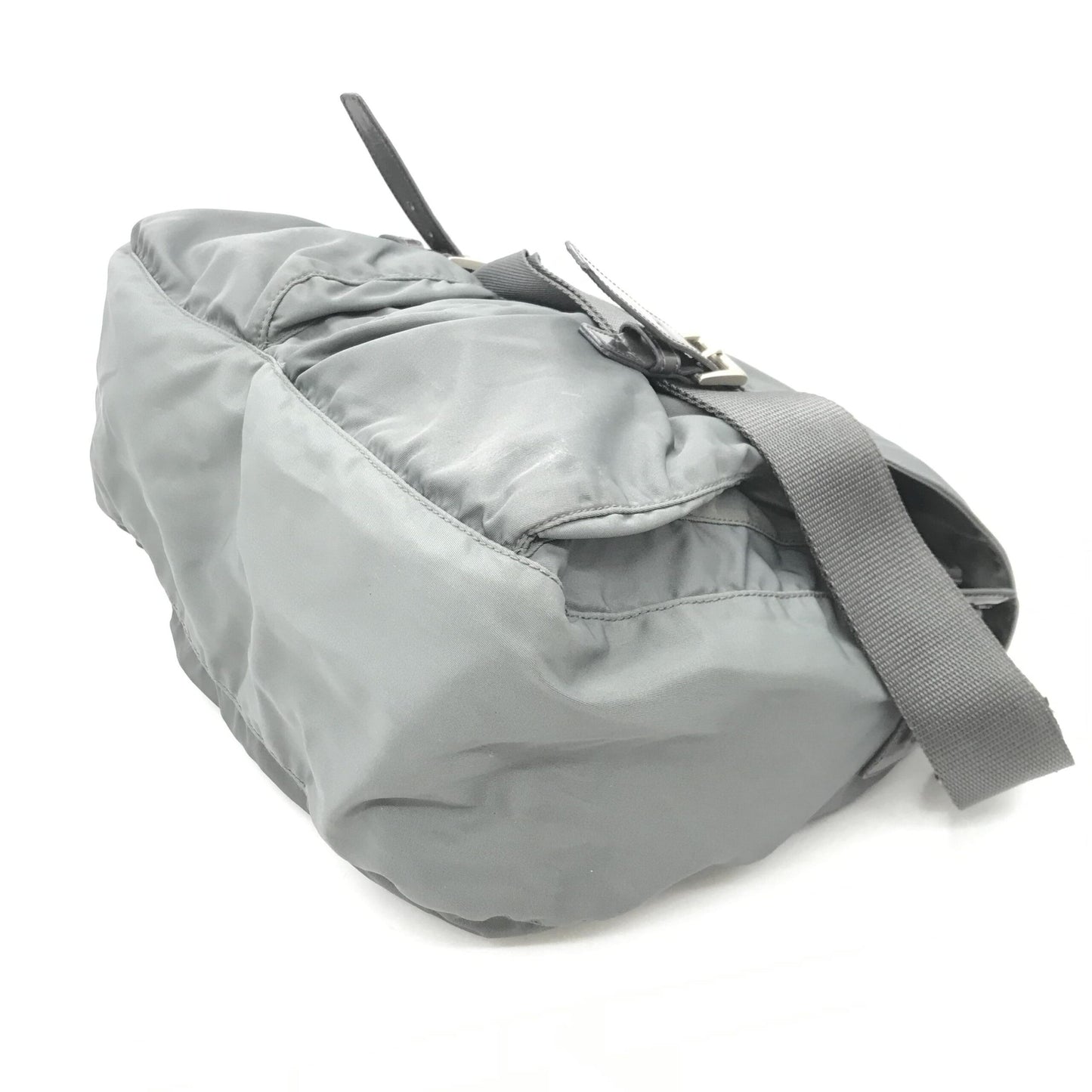 Gray Nylon Shoulder Bag With Straps