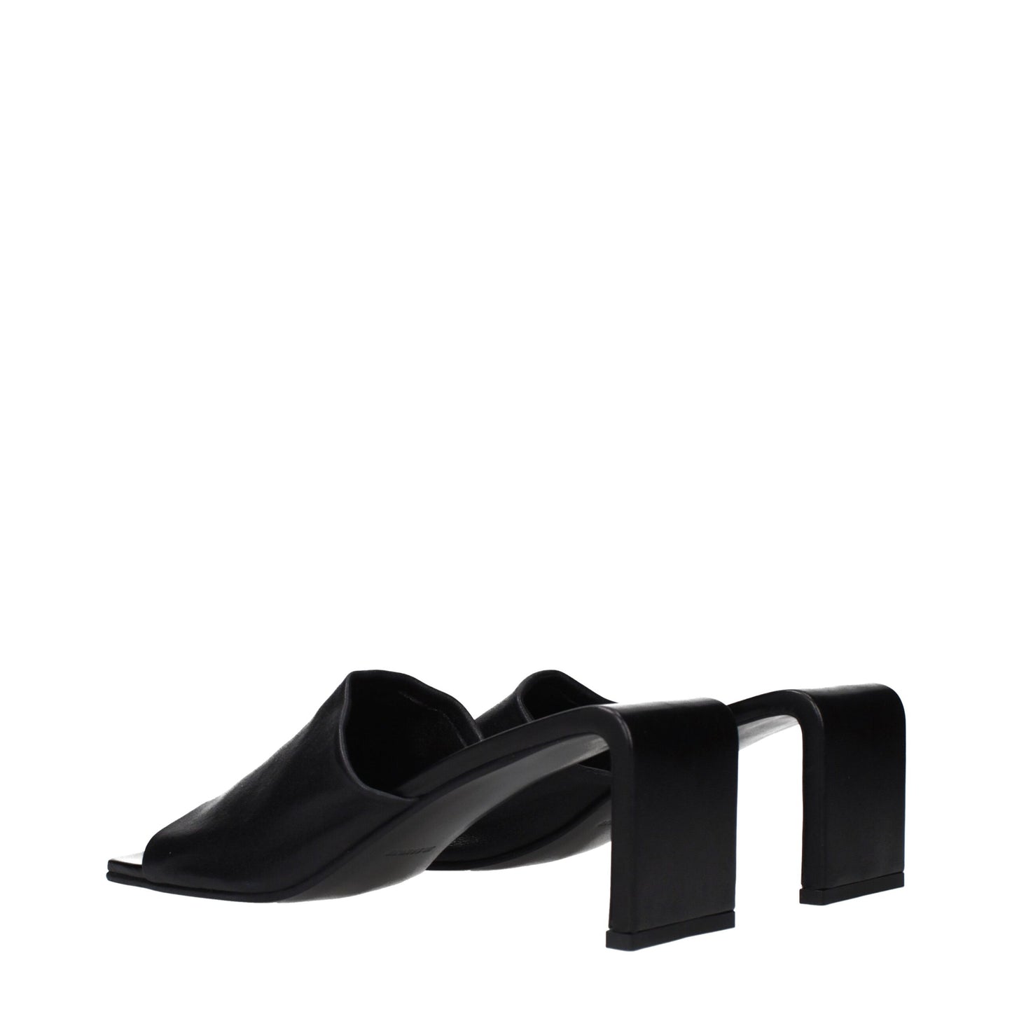 Black Leather Stiletto Heel Sandals