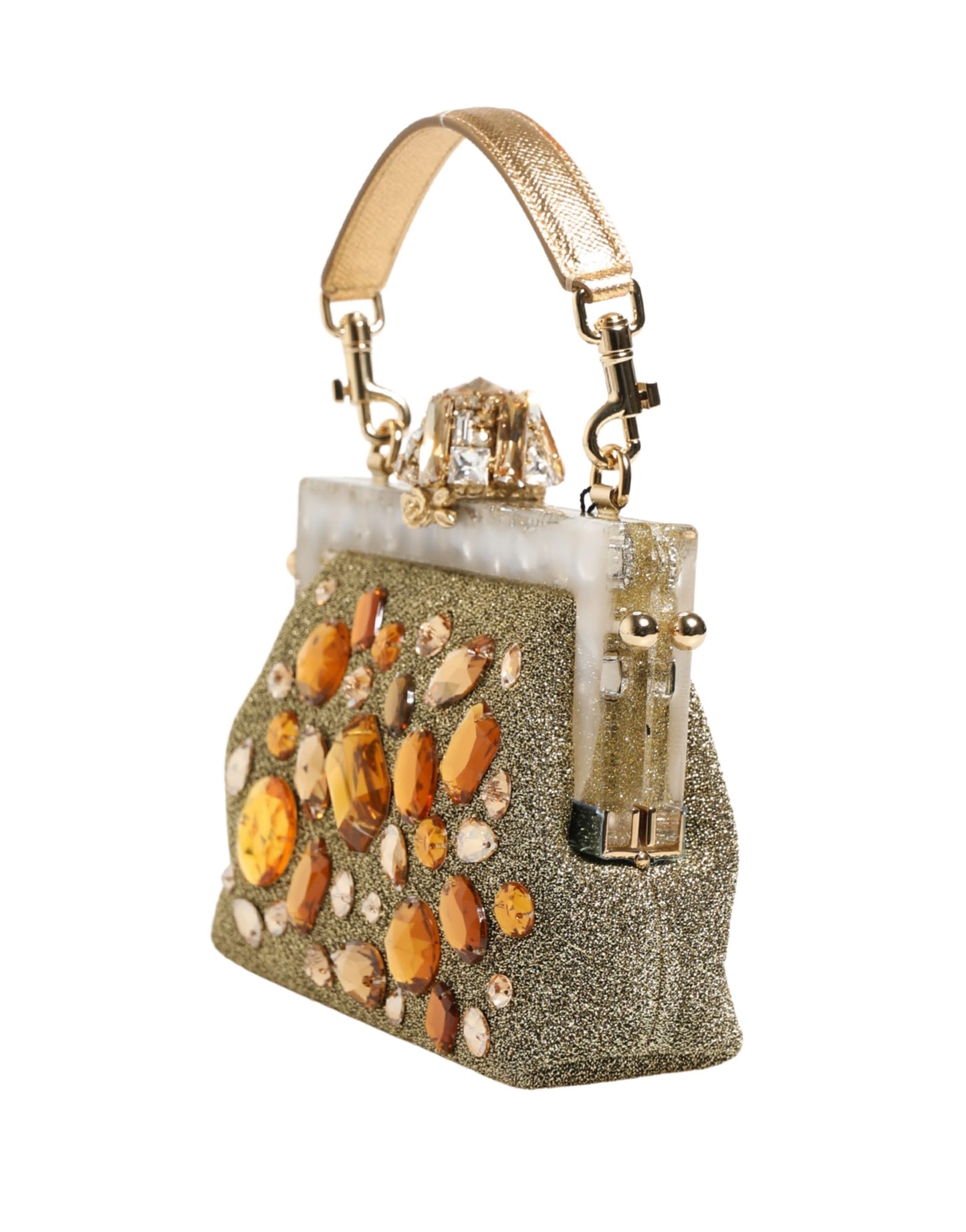 Gold Vanda Crystal Evening Clutch Shoulder Handbag Bag