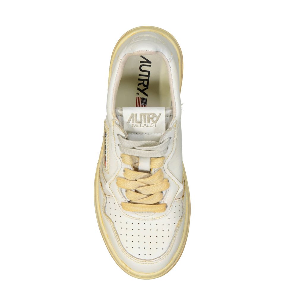 White Leather Low Top Sneakers