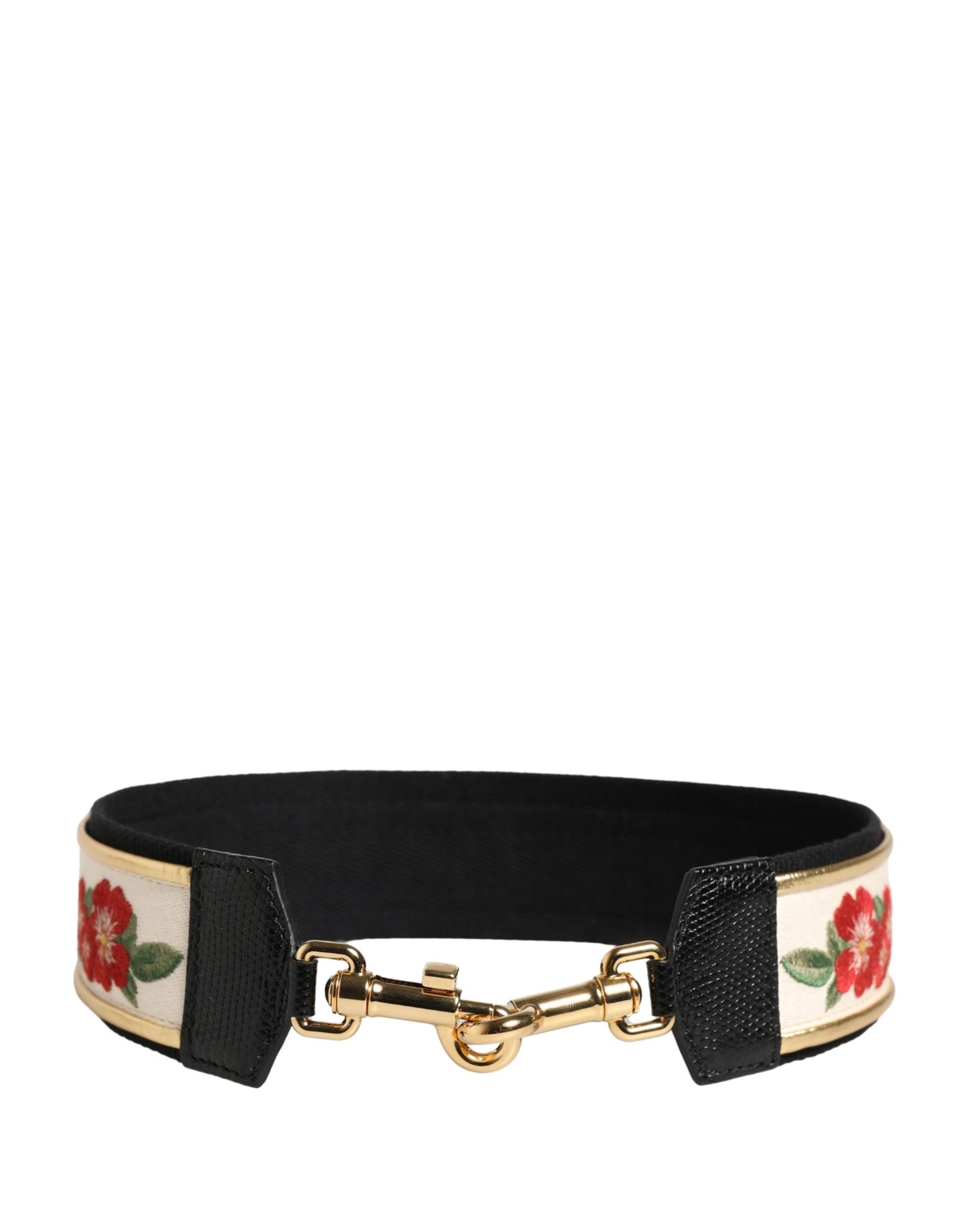 White Gold Logo Print Brass Bag Accessory Shoulder Strap