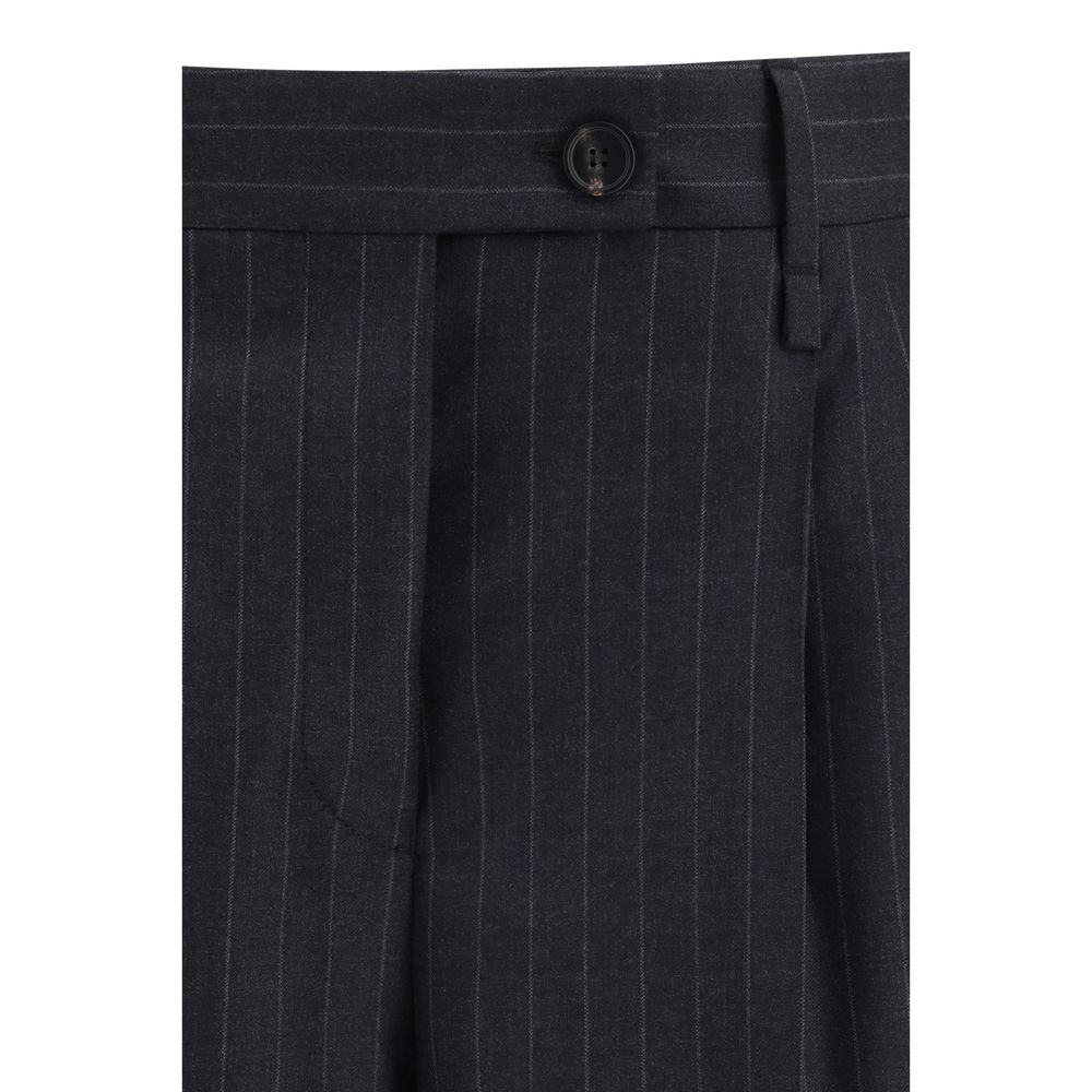 Gray Fleece Wool Casual Pants