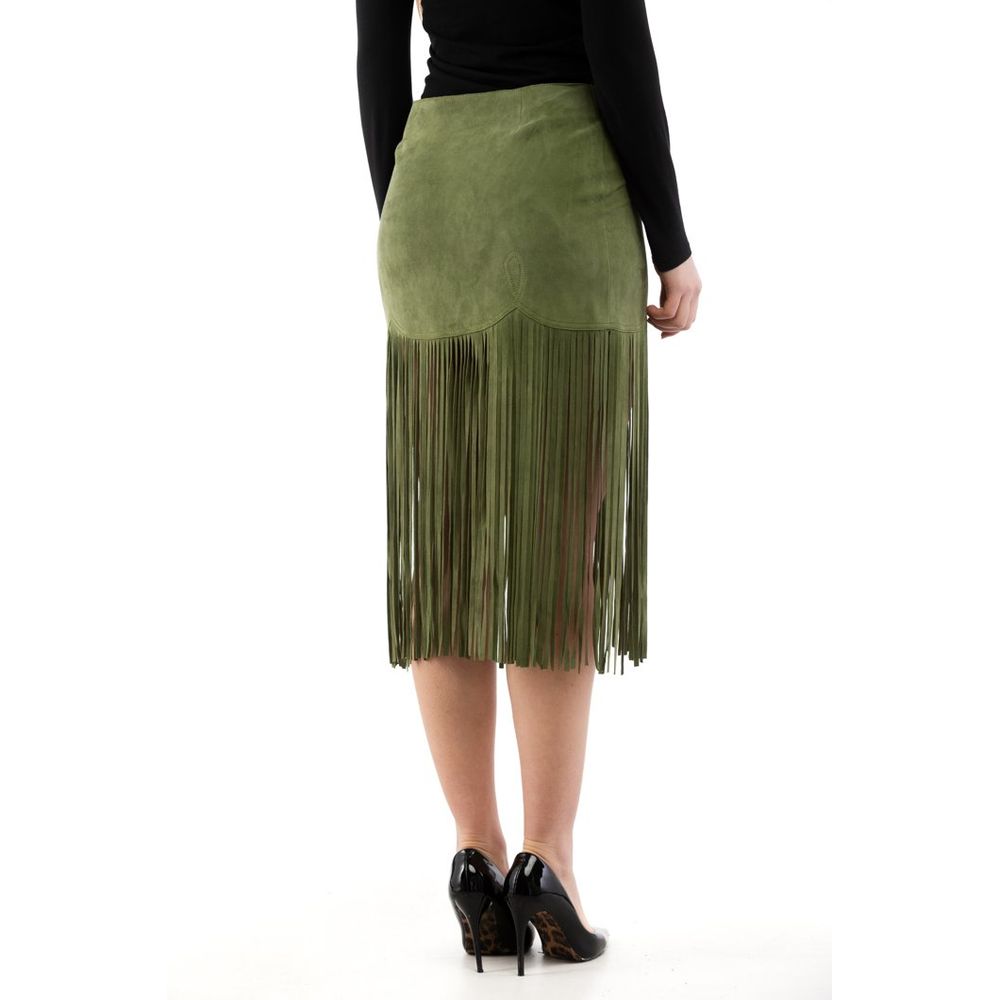Bicolor Cotton Midi Skirt