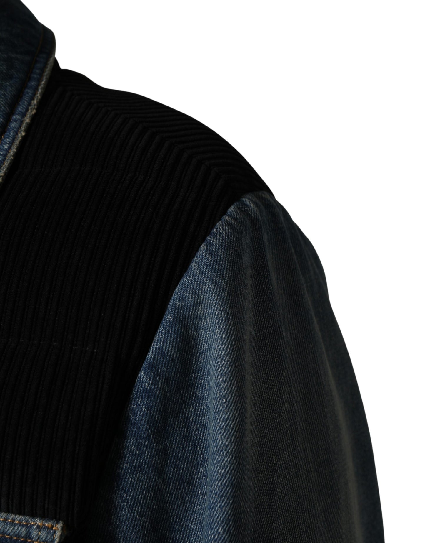 Black Blue Cotton Denim Blouson Men Jacket