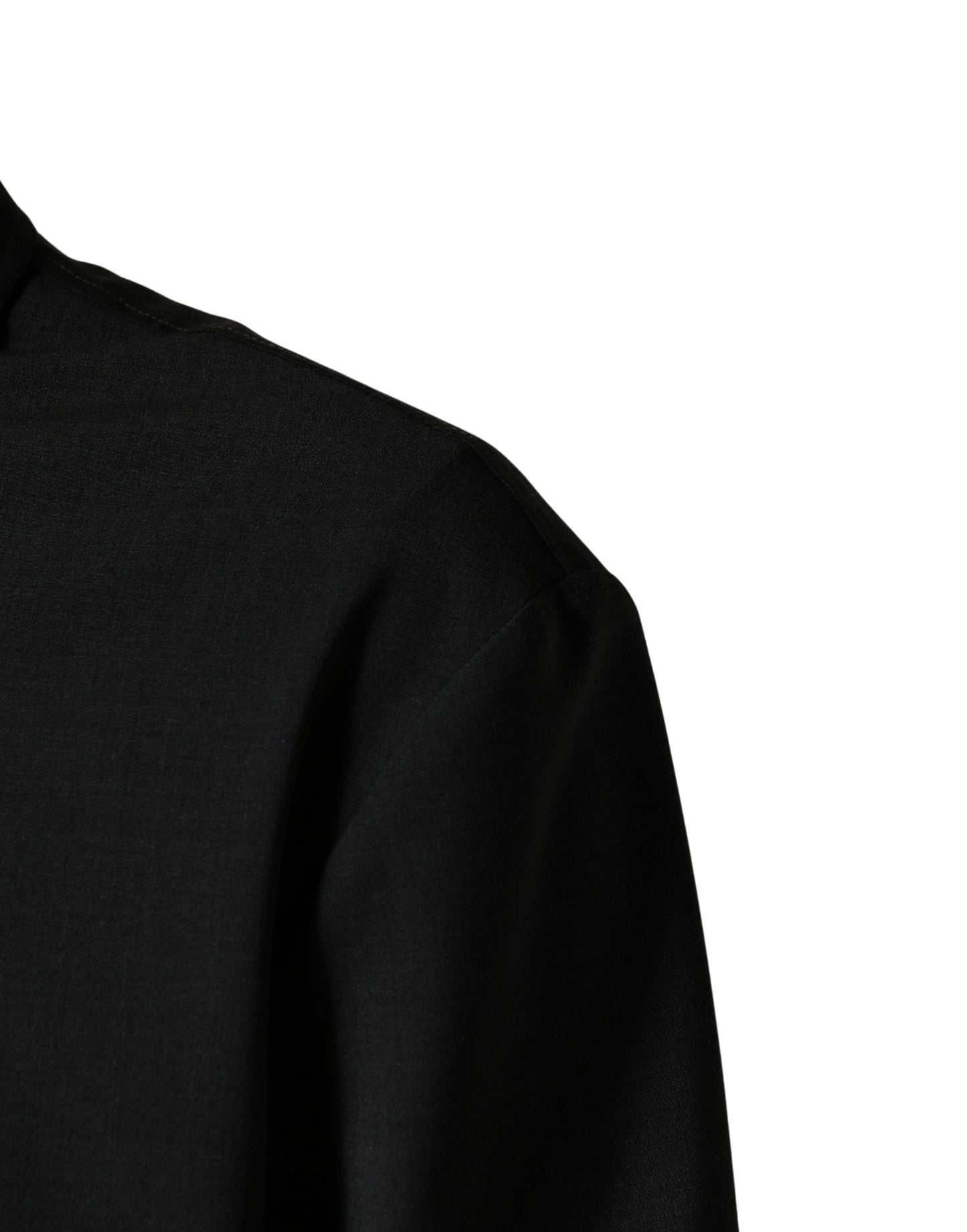 Black Wool Logo Full Zip Men Bomber Jacket