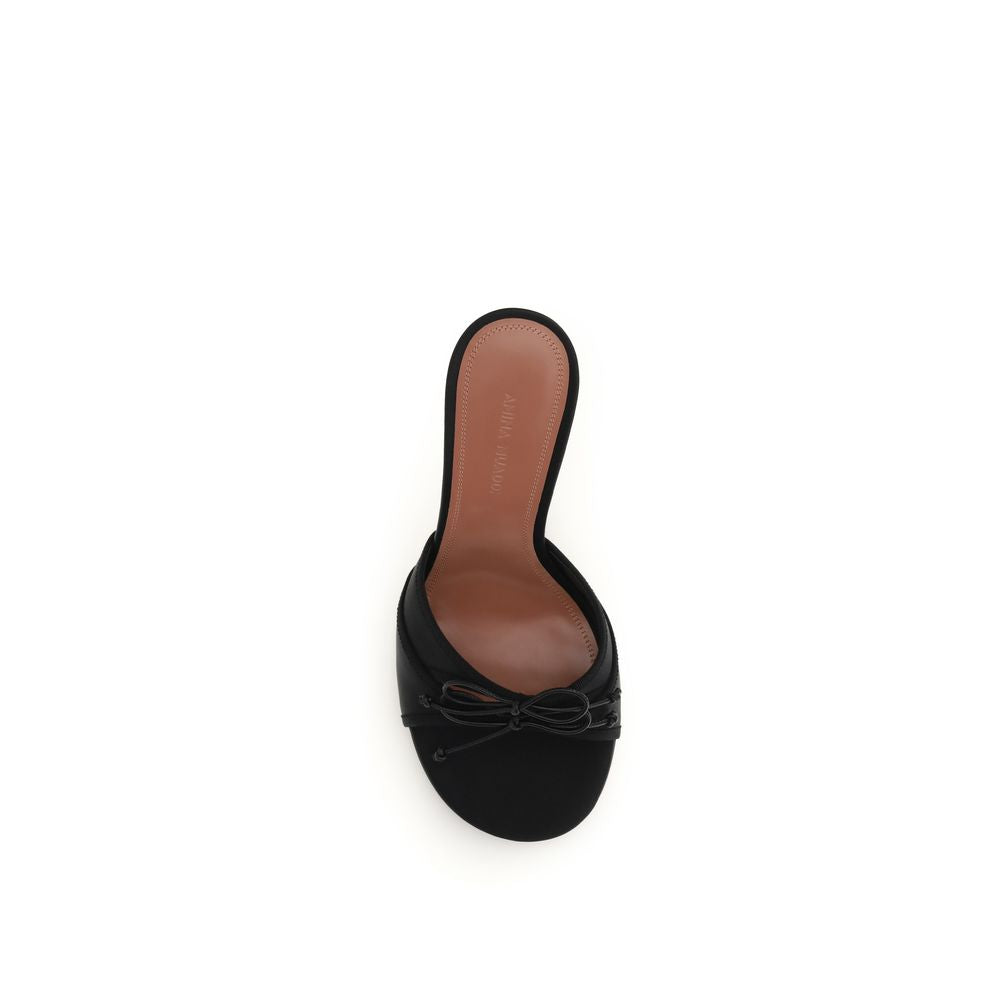 Black Fabric Stiletto Heel Sandals