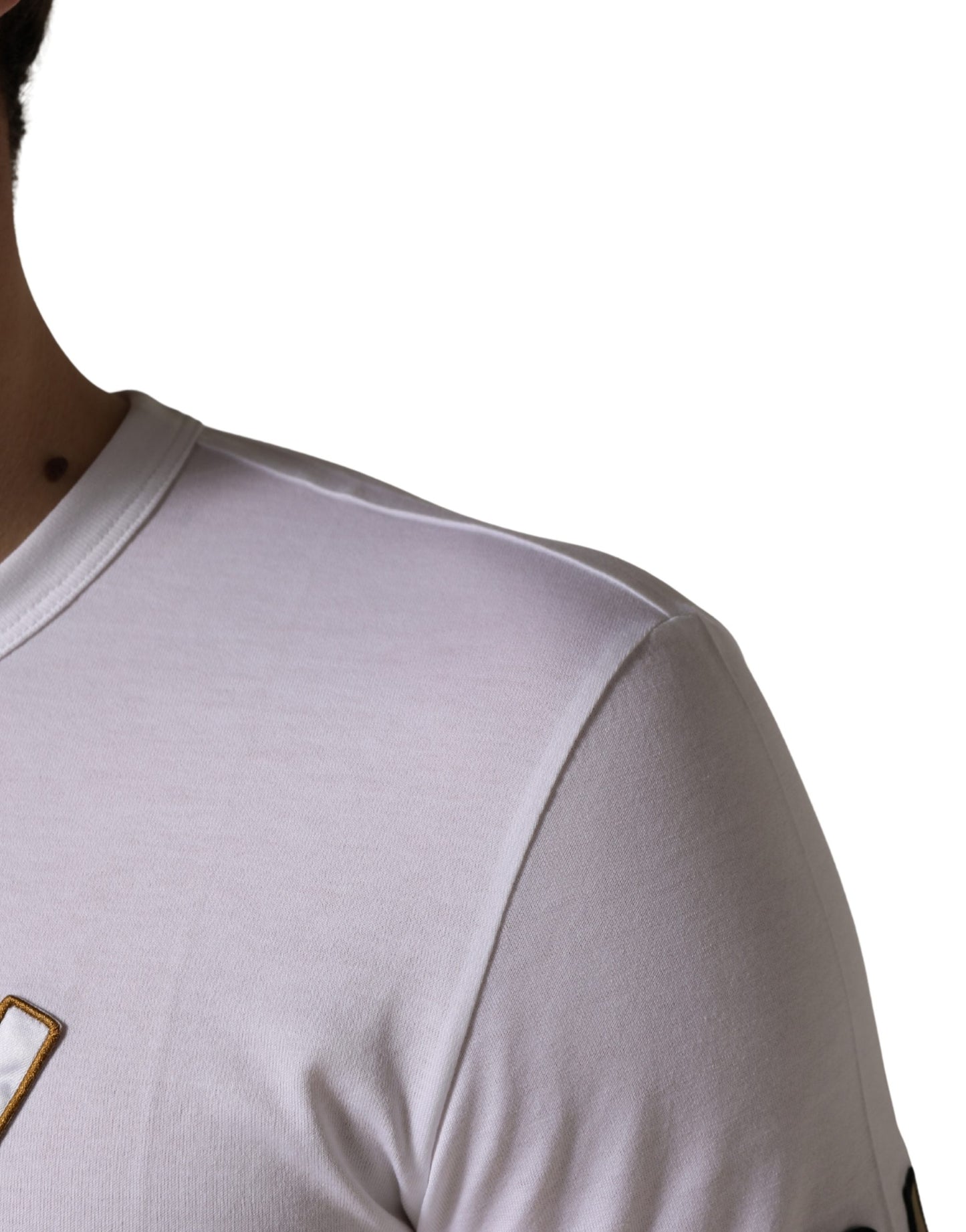 White DG King Royal Crew Neck Cotton T-shirt