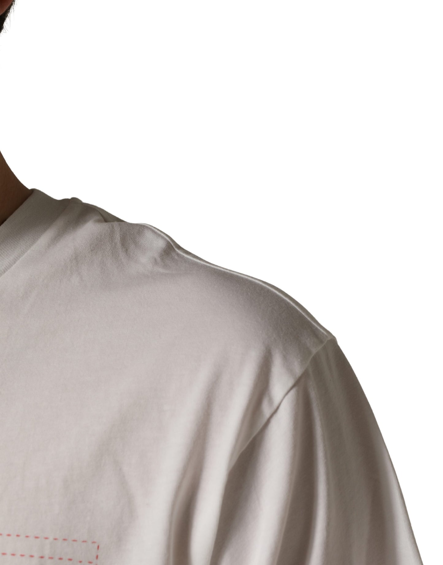 White Graphic Print Cotton Crew Neck T-shirt