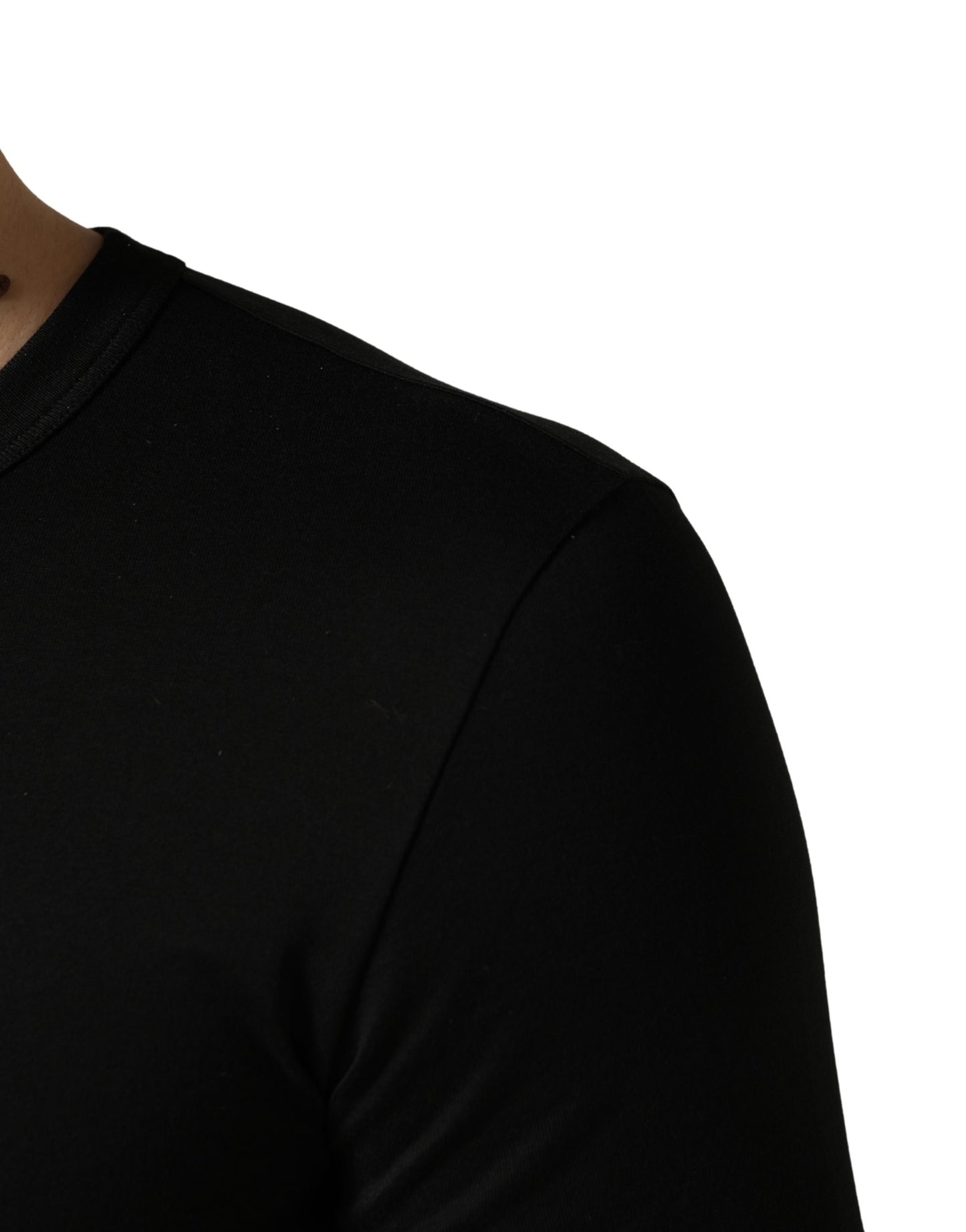 Black Crown Embroidery Men Crew Neck T-shirt