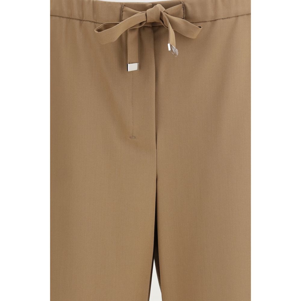 Brown Fleece Wool Casual Pants