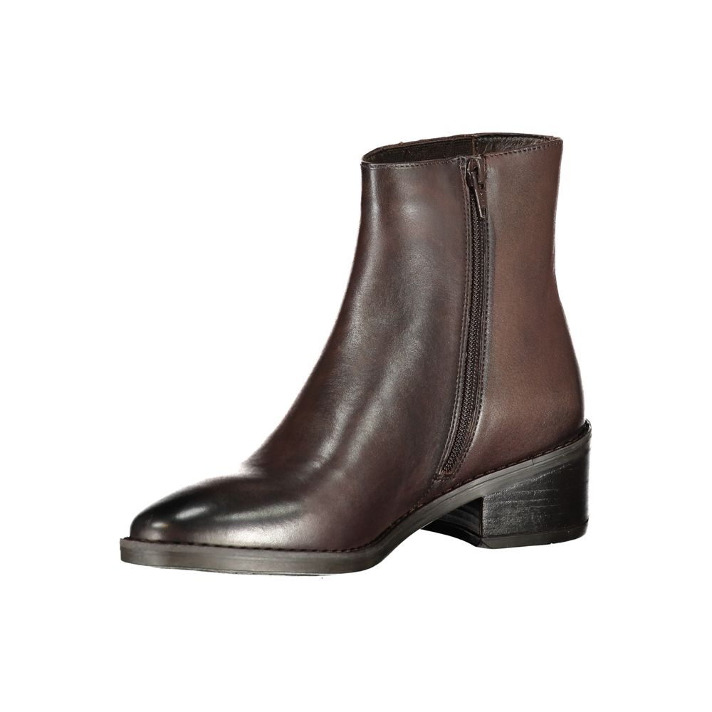 Brown Polyester Ankle Boots