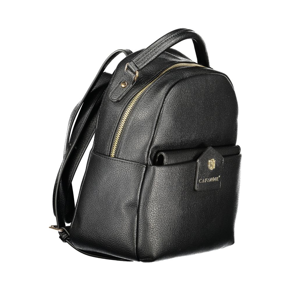Black Polyurethane Women Backpack