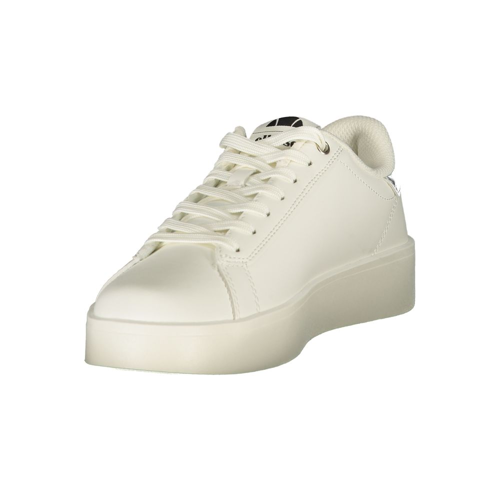 White Polyester Athletic Sneakers