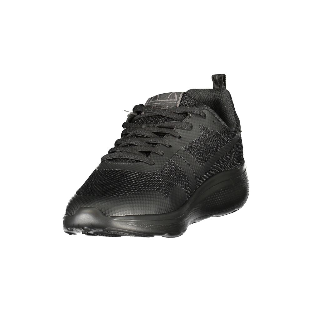 Black Polyester Athletic Sneakers