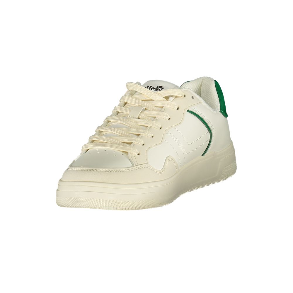 White Polyester Athletic Sneakers