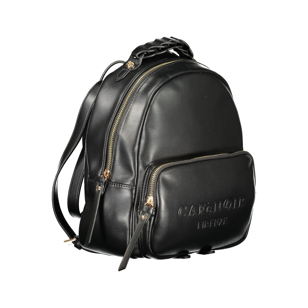 Black Polyurethane Women Backpack