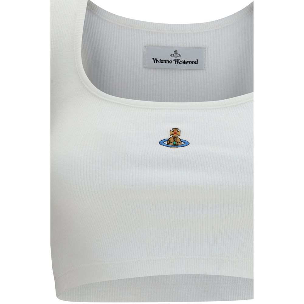 White Cotton Sleeveles T-Shirt