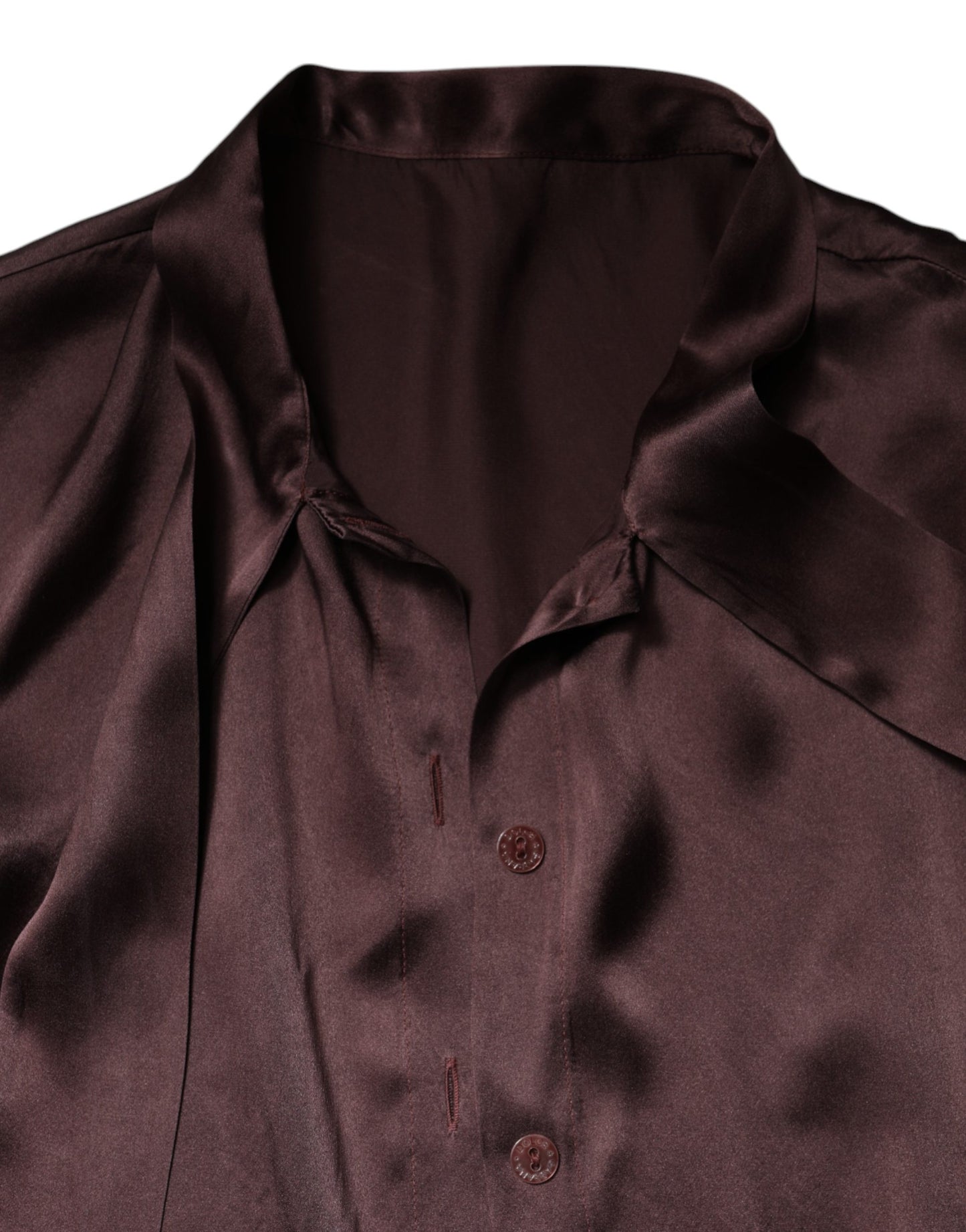 Violet Satin Long Sleeve Ascot Tie Shirt Top