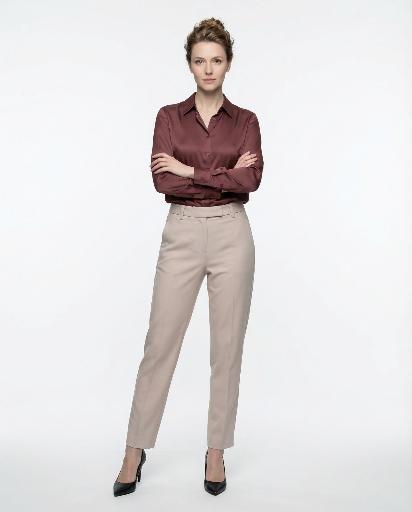 Beige Cotton Dress Pants
