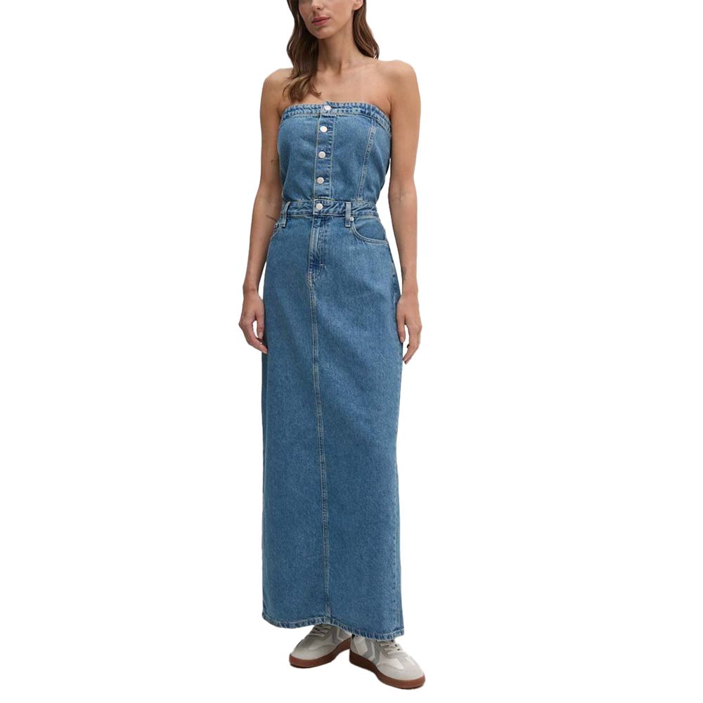 Blue Cotton Long Dress