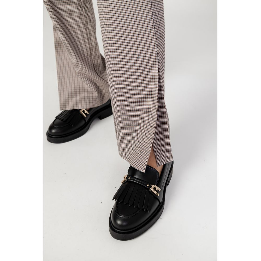 Beige Polyester Flared Pants