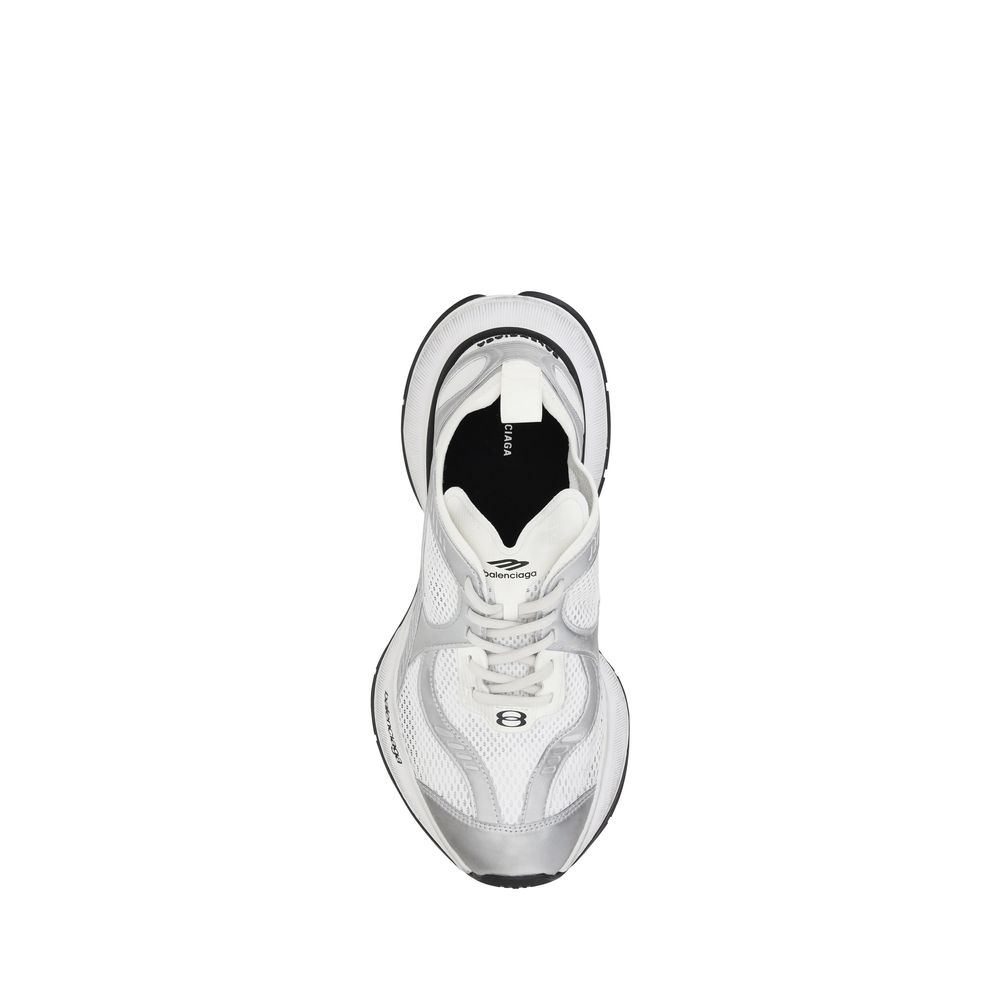 White Polyester Athletic Sneakers