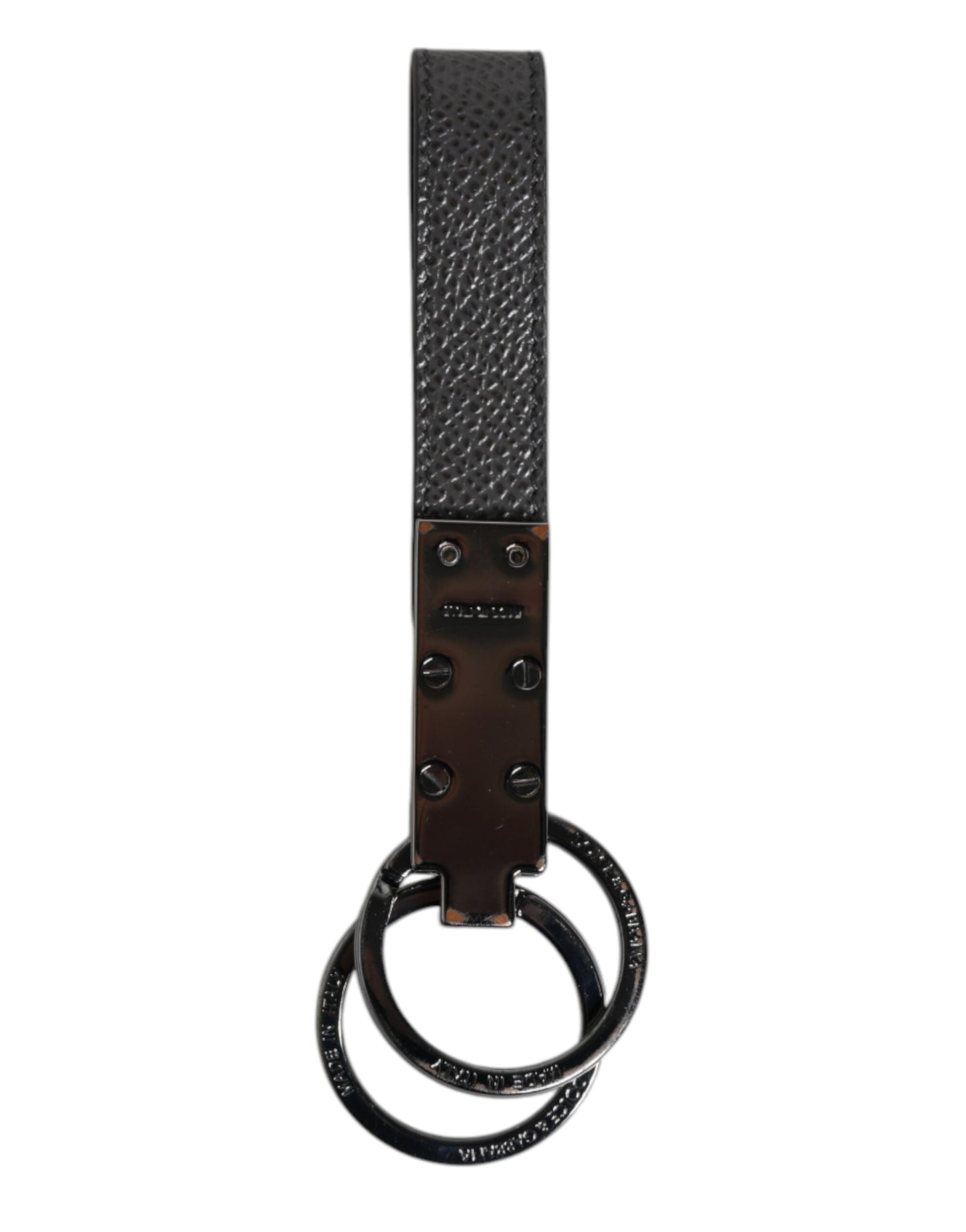 Brown Leather DG Plaque Double Keyring Holder Keychain