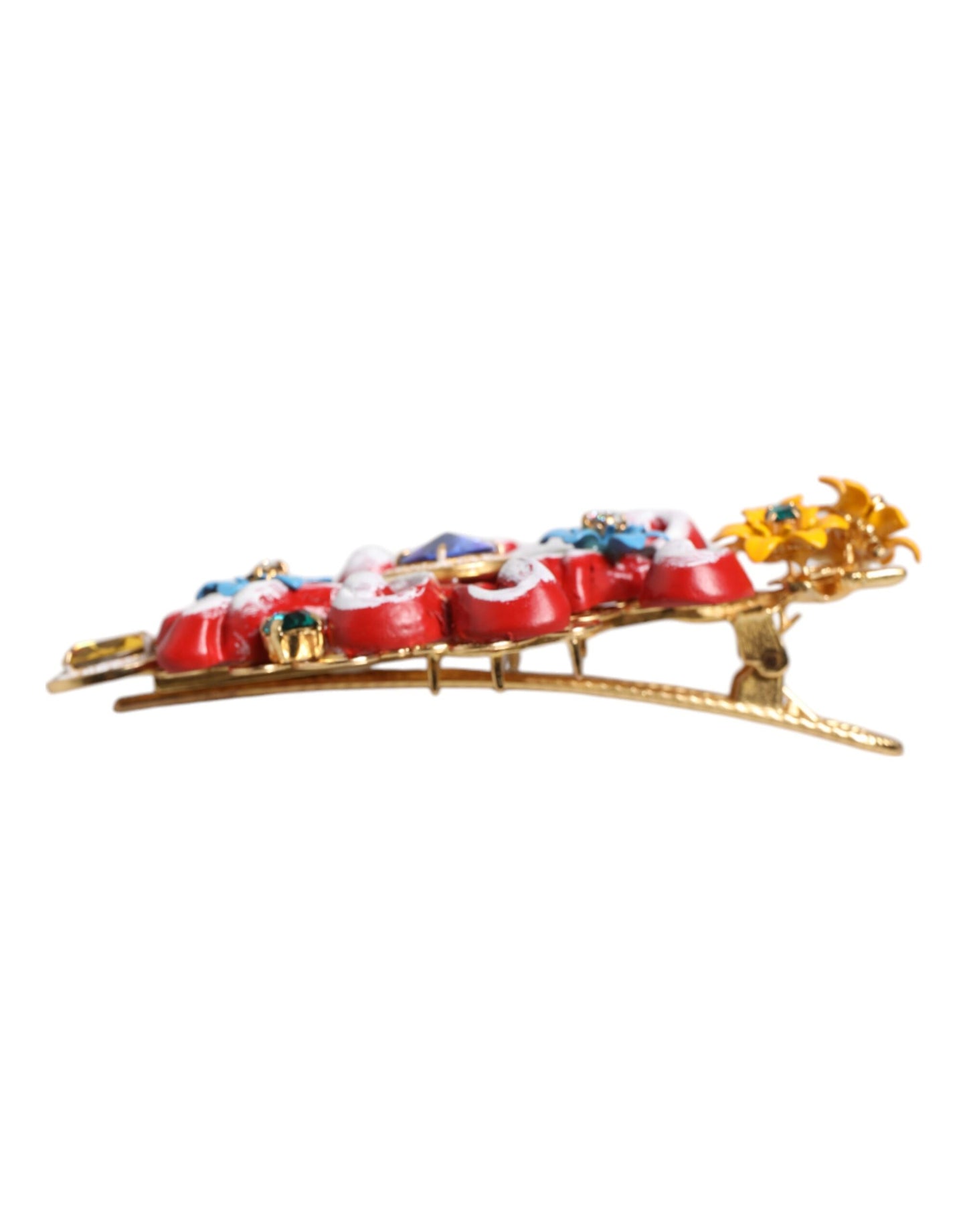 Multicolor Spring CARRETTO Gold Brass Crystal Hair Clip