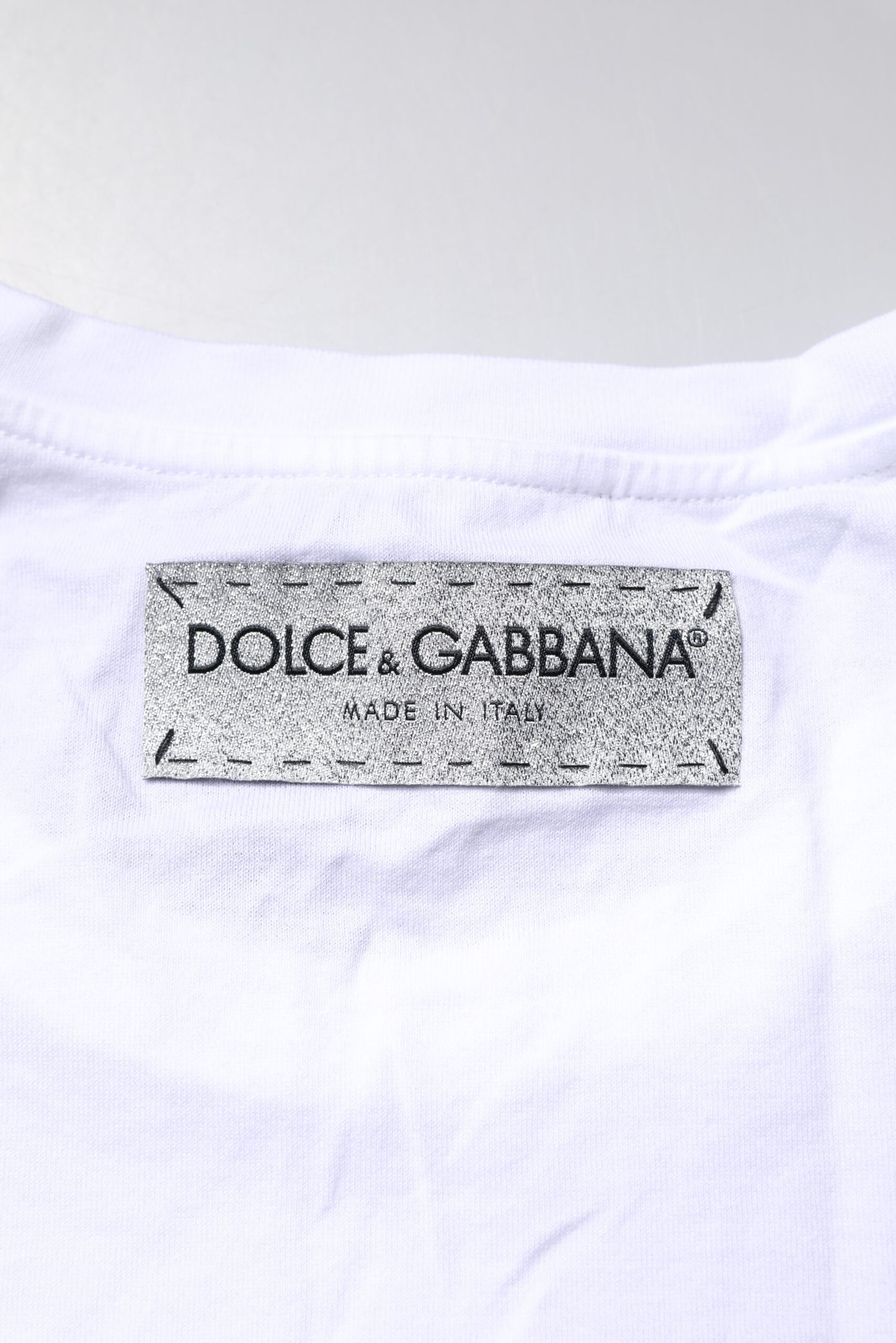 White Cotton Printed Round Neck Top T-shirt