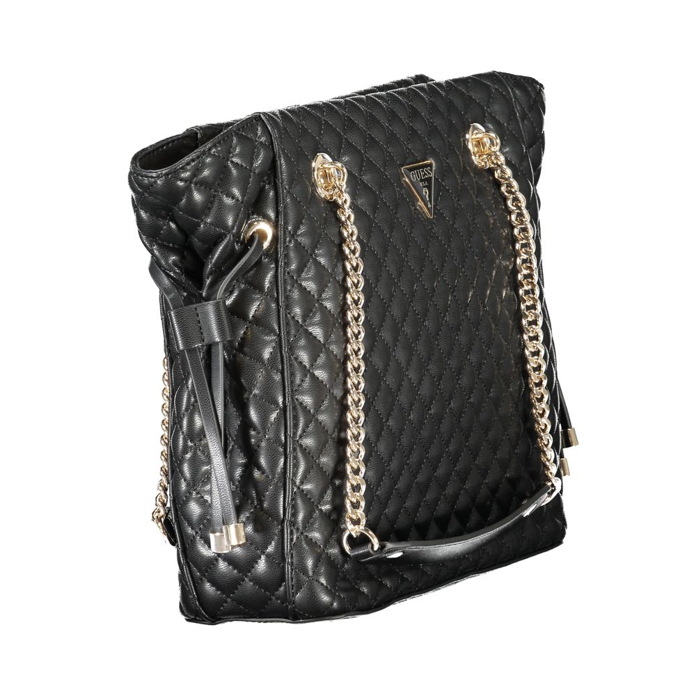 Black Polyurethane Women Handbag