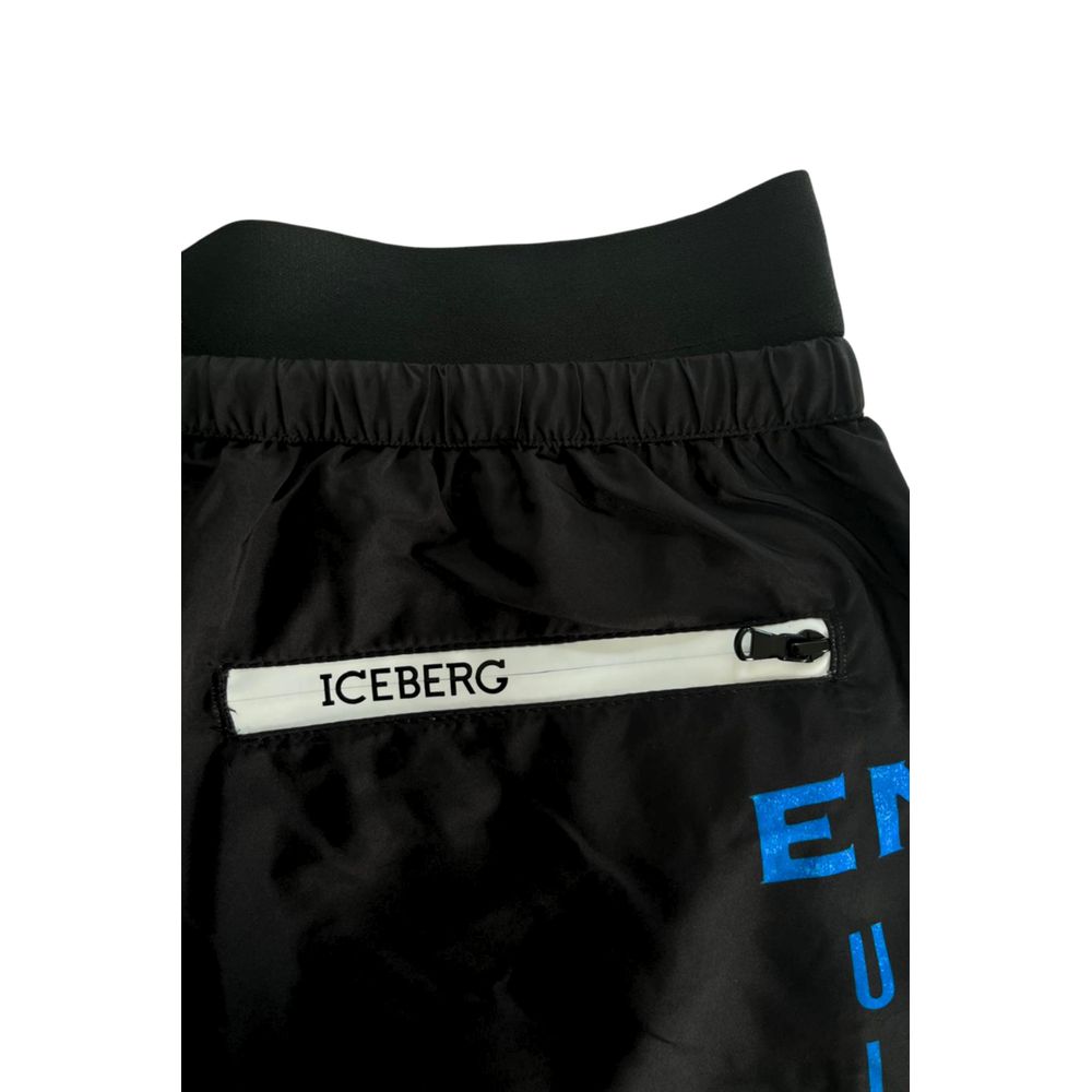 Black Polyester Men's Swim Short