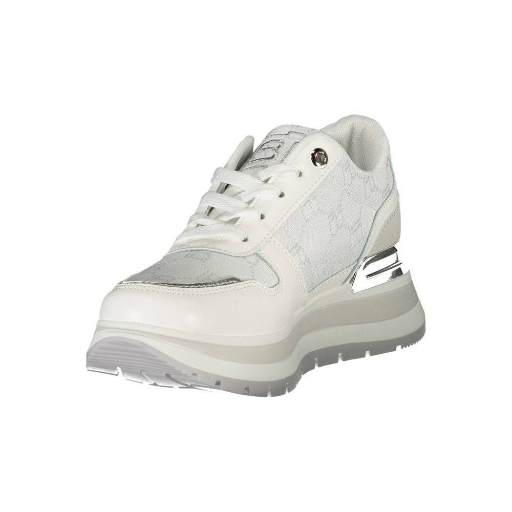 White Polyurethane Women Sneaker