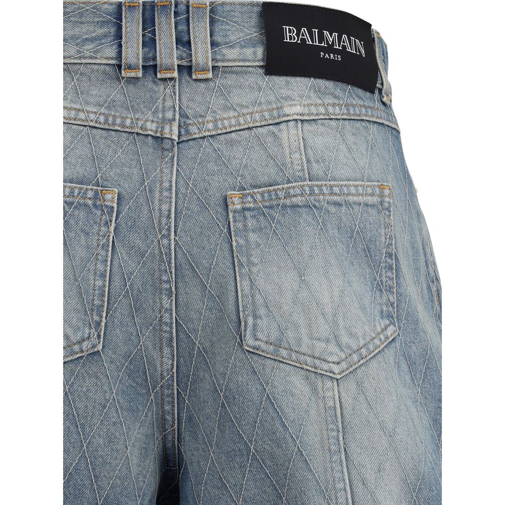 Blue Cotton Bermuda Shorts